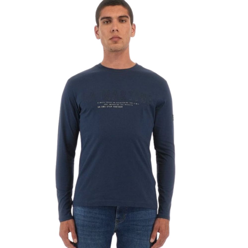 LA MARTINA NAVY SWEATSHIRT MEN COTTON LONG SLEEVE